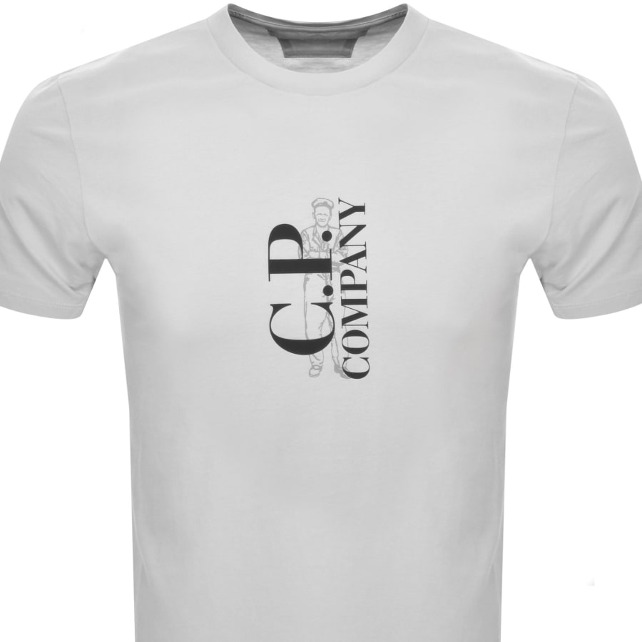 CP Company Jersey Chest Logo T Shirt Grey | Mainline Menswear